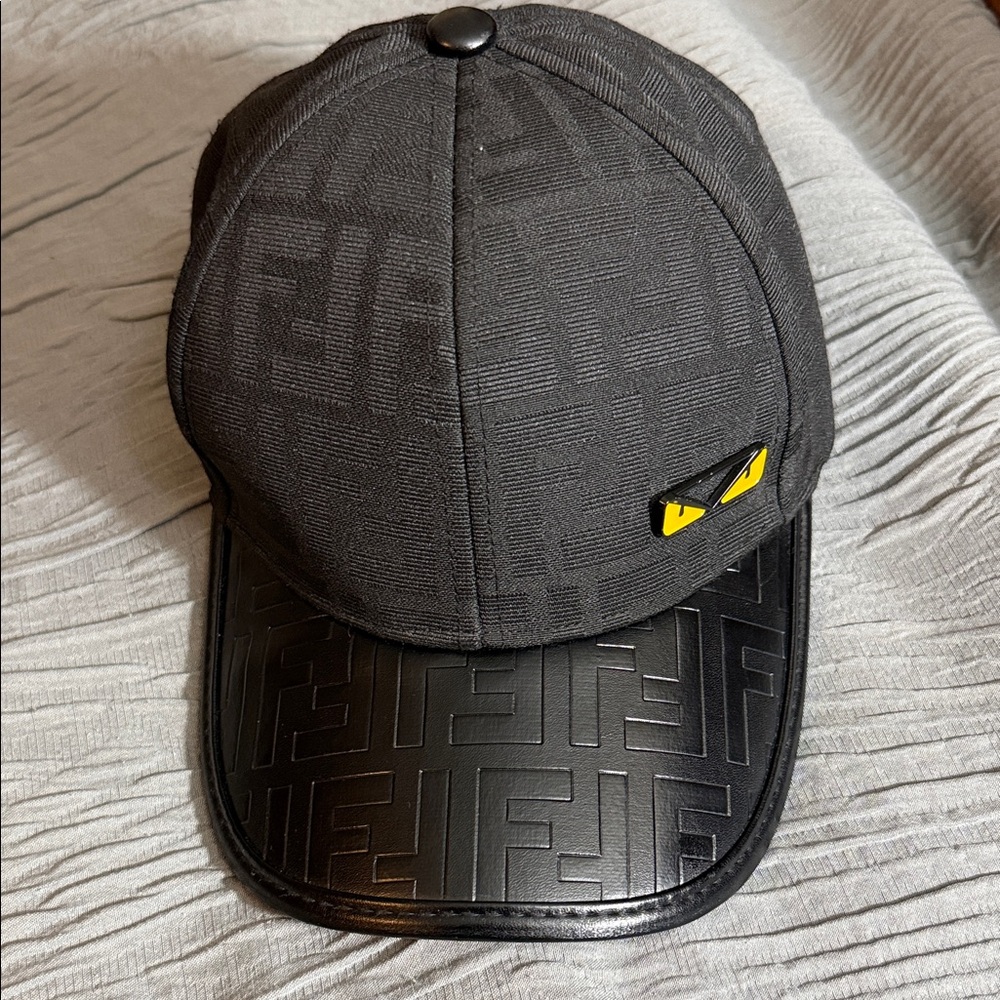 Fendi Black Cap with Yellow Detail